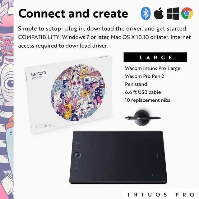 Alt view image 5 of 5 - Wacom Intuos Pro Drawing Tablet, Large 16.8" x 11.2" Wireless Graphics Art Tablet with Pro Pen 2 & Touch Ring, Digital Drawing Pad for Mac and Windows PC