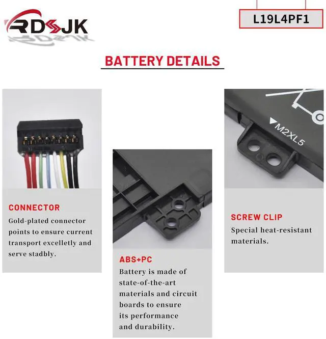 Alt view image 5 of 5 - L19L4PF1 L19M4PF1 L19C4PF1 Laptop Battery for Lenovo Ideapad 5-15 5-15IIL05 5-15ARE05 5-15ITL05 5i Series L19D3PF3 L19C3PF5 L19M3PF6 L19L3PF2 L19C3PF4 5B10W86940 5B10W86948 5B10W86950 SB10W86951 70Wh
