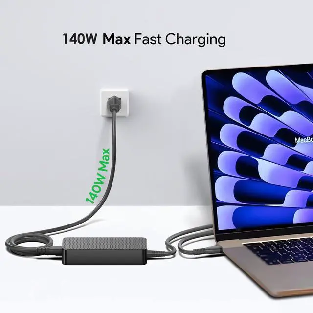 Alt view image 2 of 5 - HKY 28V 5A 140W USB C Charger PD3.1 GaN Laptop Power Adapter Supply for Avalon Nano 3 BTC Miner Canaan,j5create Docking Station,MacBook,Dell,Lenovo,Asus ROG,Samsung Galaxy,MSI,Acer,HP OMEN Gaming PC