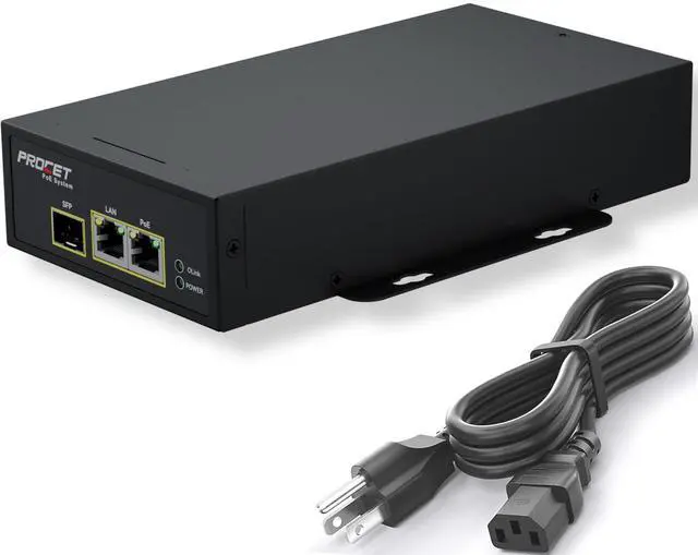 Main image of PROCET 60W SFP Fiber PoE Injector Gigabit SFP/ Uplink PoE Power Supply, LAN Multi-Options, IEEE802.3at/bt PoE++, PoE 6KV Surge Protection, Wide Temp -40 to 149, PT-PSE107GRO-S