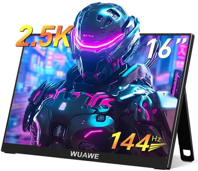 Main image of WUAWE 2.5K 144HZ Portable Gaming Monitor, 16" 100% sRGB 2560x1600 Kickstand,HDR, FreeSync, Ultra Slim, Blue Light, External Second Computer Monitor withLow for PC