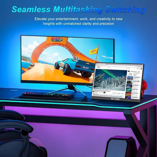 Alt view image 2 of 5 - WUAWE 2.5K 144HZ Portable Gaming Monitor, 16" 100% sRGB 2560x1600 Kickstand,HDR, FreeSync, Ultra Slim, Blue Light, External Second Computer Monitor withLow for PC