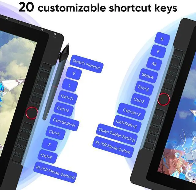 Alt view image 3 of 5 - XPPen Artist 24 Pro 2.5K QHD Drawing Tablet with Screen,16.7M Colors Graphics Tablet with 8192 Pen Pressure Battery-Free Tilt Stylus & 20 Shortcut Keys for Windows, Mac, Chrome, Linux, 23.8"