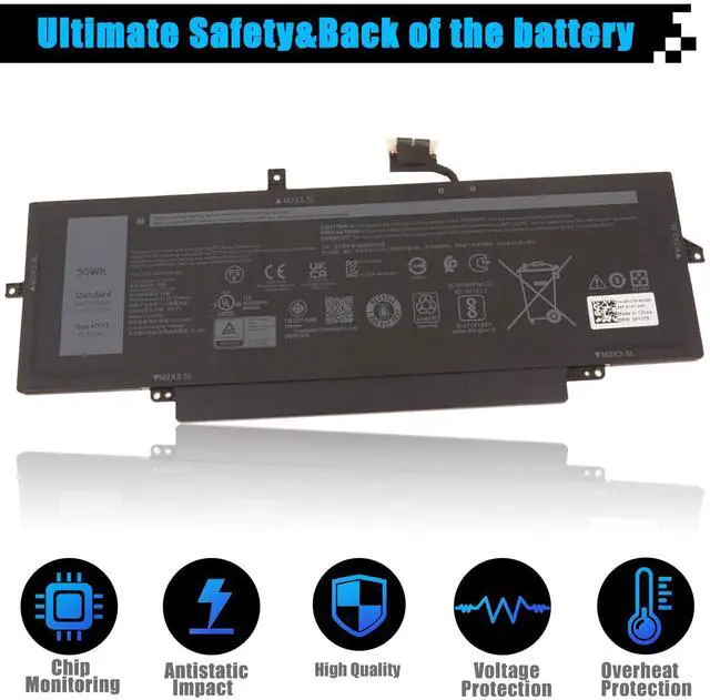 Alt view image 4 of 5 - AOMKA 47XV3 Laptop Battery Replacement for Dell Latitude 9330 2-in-1 Latitude 9330 Series Notebook 047XV3 05Y3T9 0GK1M0 11.55V 50Wh 4113mAh