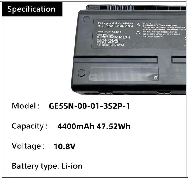 Alt view image 4 of 5 - Uniwings 9 Pin GE5SN-00-01-3S2P-1 Laptop Battery Replacement for MECHREVO X7Ti X7Ti-s X6Ti-s F117-F2K F117-F1K T1TI-781SN3 Series