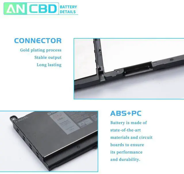 Alt view image 3 of 5 - ANCBD C903V Laptop Battery Compatible with Dell Precision 7550 7560 7750 7760 Series C903V 17C06 068N03 PKWVM 453-BBCP 0447VR 447VR 0CR72X CR72X 3ICP4/60/81-2 11.4V 68Wh/5667mAh