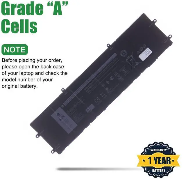 Alt view image 3 of 5 - JIAZIJIA DWVRR Laptop Battery Replacement for Alienware X15 X17 R1 R2 Inspiron 16 7620 2-in-1 Series Notebook 0NR6MH NR6MH Black 11.4V 87Wh 7250mAh