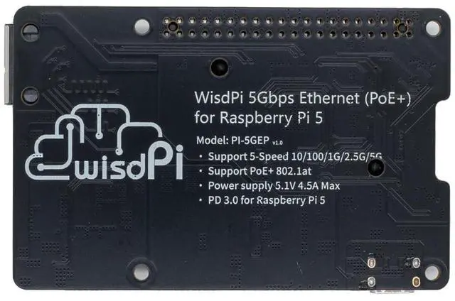 Alt view image 3 of 3 - Raspberry Pi 5 5GbE PoE+ Expansion Board WP-NH5000(P) (WP-NH5000P)