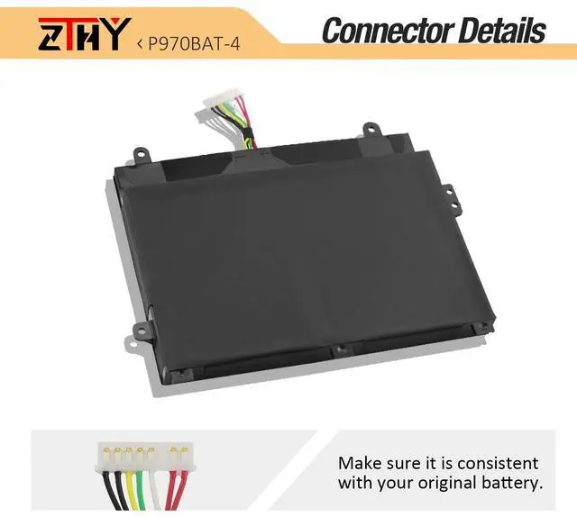 Alt view image 4 of 5 - P970BAT-4 Laptop Battery Replacement for Schenker Key 16 17 Clevo P960 P960EN-K Medion Erazer X17801 Sager NP2950 NP2952 NP8955 NP8973 NP8978 Mifcom SG6/SG7 i7 RTX 2060 2070 P960RD P970RD 15.2V 62Wh