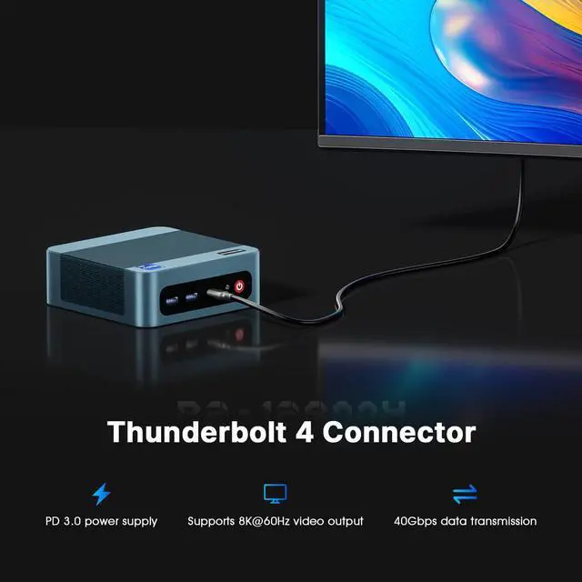 Alt view image 5 of 5 - BOSGAME Mini PC P2 12th Gen Intel i9-12900H Mini Computers (14 Cores, 20 Threads) 32GB DDR4/1TB PCIe Gen 3 SSD Desktop PC Support Wi-Fi 6E/Bluetooth 5.2/Dual 1000Bps RJ45 LAN Port