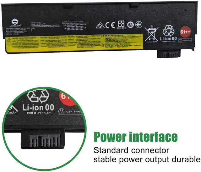 Alt view image 3 of 5 - JIAZIJIA 01AV427 SB10K97584 61++ Laptop Battery Replacement for Lenovo ThinkPad T470 P51S P52S T480 T570 T580 TP25 A475 A485 Series Notebook 4X50M08812 01AV428 01AV492 SB10K97585 10.8V 72Wh 6600mAh