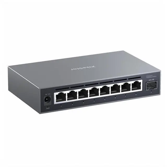 Main image of XikeStor 9-Port 2.5G Web Managed Ethernet Switch, VLAN/QoS/STP/IGMP/LACP Supported, Fanless Easy Smart 2.5Gb Network Switch, Aluminum Housing, Desktop/Wall-Mount