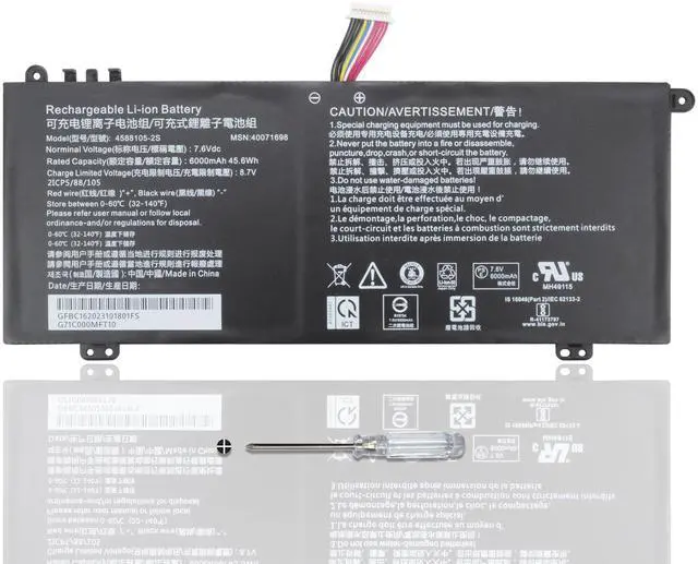 Main image of CQCEO 4588105-2S 4588106-2S Laptop Battery for Dynabook Satellite Pro C50-H-108 C50-H-103 C50D-B-115 for Medion Akoya E15403 30027586 30026724 30026726 Series 40071698 40072215 7.6V/45.6Wh/6000mAh