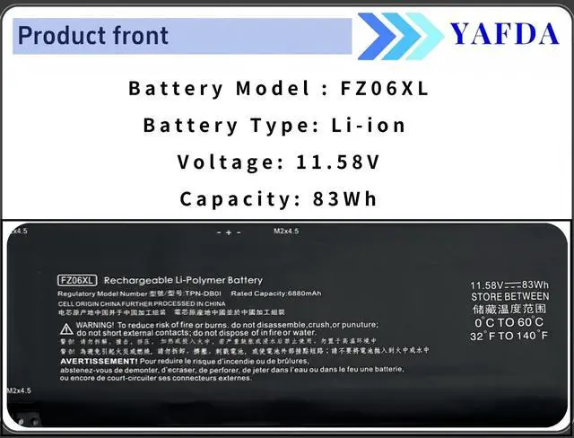 Alt view image 3 of 5 - Yafda FZ06XL Laptop Battery Replacement for Hp Spectre x360 2-in-1 Envy 16-h0011TX 16-f0035nr 16-h0006TX 16 h0112nr 16-h0795ng 16-h0018TX 16-f1075ng M47636-2C1 M47636-2D1 M48025-005