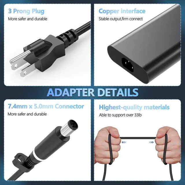 Alt view image 5 of 5 - GaN 330W 19.5V 16.92A Slim AC Charger Fit for Dell Alienware X17 X51 M18x M17 Dell G15 G16 5530 7630 7620 LA330PM201 HA330PM201 DA330PM201 Laptop Supply Power Adapter Cord