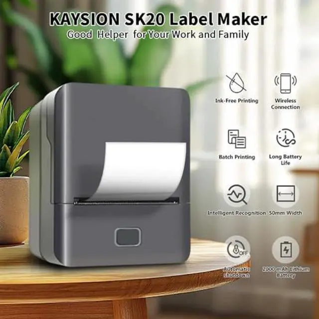 Alt view image 2 of 5 - KAYSION The SK20 Bluetooth Thermal Label Printer is Lightweight, Easy to Carry. Shipping Label Printer Wireless Small Business Needs no Ink cartridges, Compatible with iPhone, Android(Black)