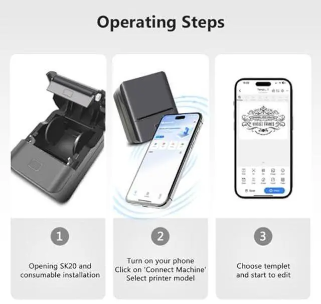 Alt view image 5 of 5 - KAYSION The SK20 Bluetooth Thermal Label Printer is Lightweight, Easy to Carry. Shipping Label Printer Wireless Small Business Needs no Ink cartridges, Compatible with iPhone, Android(Black)