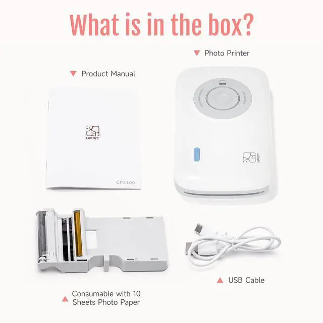 Alt view image 2 of 5 - HPRT Wireless Photo Printer for iPhone, Smartphone, 2x3 Mini Portable Picture Printer, Instant Thermal Dye Sublimation Tech, Mobile Photo Printer with Bluetooth (White)