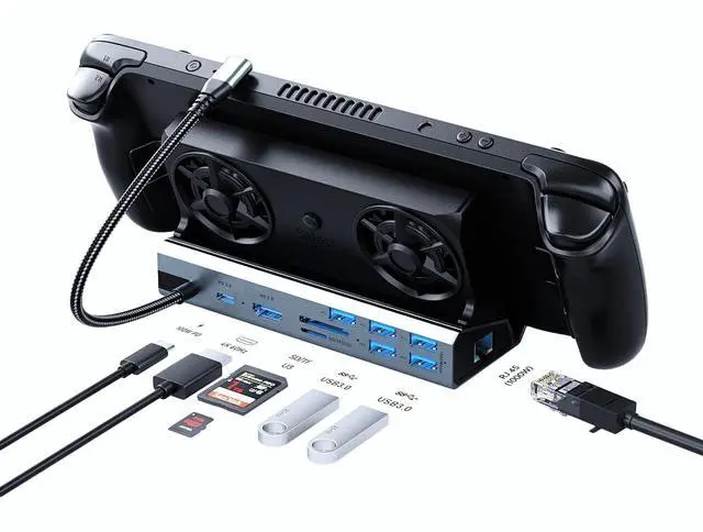 Main image of Docking Staion for Steam Deck/ROG Ally/Legion Go,10 in 1 Double Fan Steam Deck Dock.1000Mbps Ethernet,3.0 PD100W Charging,HDMI 2.0 4K@60Hz.6 USB Port. SD/TF Double Card Slot Steam Deck Dock.