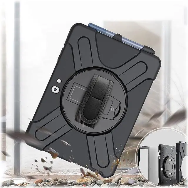 Alt view image 4 of 5 - SaharaCase Protection Hand Strap Series Case for Microsoft Surface Go 4 and Surface Go 3 [Shockproof Bumper] Kickstand Rugged Protection Anti-Slip Grip (Black)