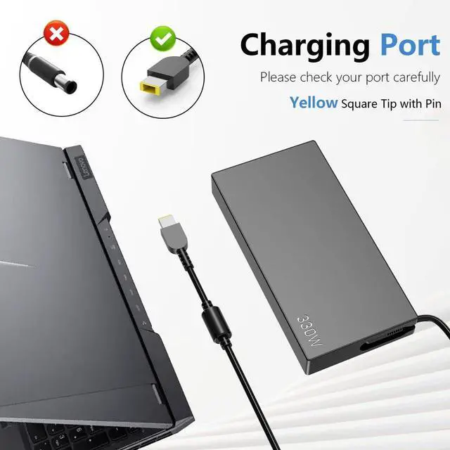 Alt view image 2 of 5 - 330W Portable GaN AC Adapter 20V 16.5A for Lenovo Legion 9 7 pro 7i 5i 5 Y900 Y700 RTX4080 RTX4090 Yoga AIO 7 ADL330SDC3A GX21M50608 Laptop Charger Power Supply Cord
