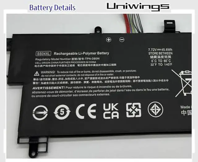 Alt view image 5 of 5 - Uniwings SS04XL Laptop Battery Replacement for Hp Elite Dragonfly G3 Series Notebook M73476-005 TPN-DB0N M64309-271 SSO4XL