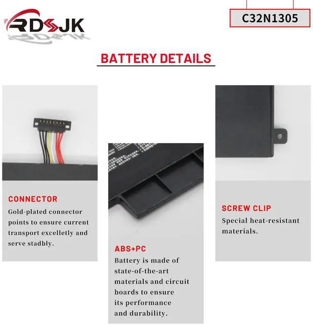 Alt view image 5 of 5 - C32N1305 Laptop Battery for Asus Zenbook Infinity UX301L UX301LA UX301LA-1A UX301LA-1B UX301LA-2A UX301LA-C4003H C4005H C4006H C4013H C4014H XH72T DH71T DH51T WS71T UX301LA4500 C32NI305 11.1V 50Wh