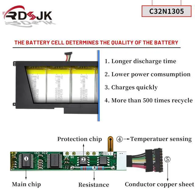 Alt view image 4 of 5 - C32N1305 Laptop Battery for Asus Zenbook Infinity UX301L UX301LA UX301LA-1A UX301LA-1B UX301LA-2A UX301LA-C4003H C4005H C4006H C4013H C4014H XH72T DH71T DH51T WS71T UX301LA4500 C32NI305 11.1V 50Wh