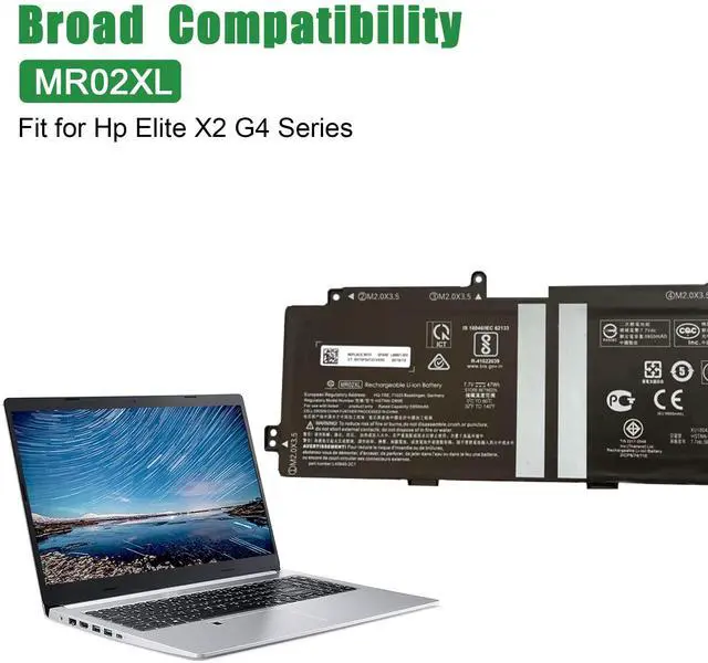 Alt view image 4 of 5 - JIAZIJIA MR02XL L46601-005 Laptop Battery Replacement for Hp Elite X2 G4 Series Notebook HSTNN-DB9E L45645-2C1 Black 7.7V 47Wh 5950mAh