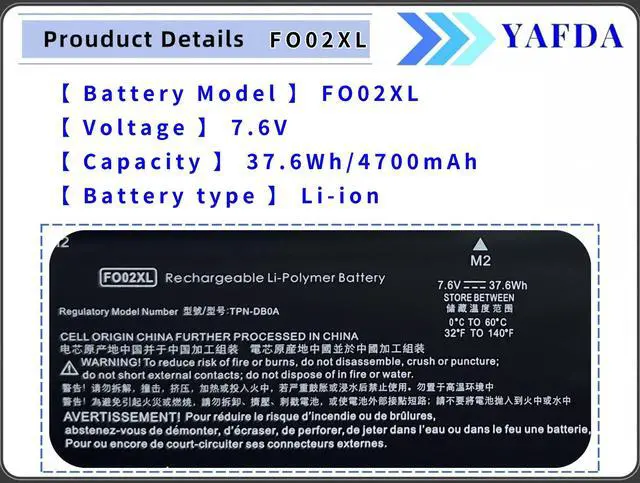 Alt view image 3 of 5 - FO02XL Laptop Battery Replacement for HP Chromebook 11A 11A-NA 11A-NA0001NI 11A-NA0002NI 11A-NA0002MU 11A-NA0010NR 11A-NA0030NR 11A-NA0500SA 11A-NA0800NO 11A-NA0200ND TPN-DB0A L97355-005 L97353-2D1