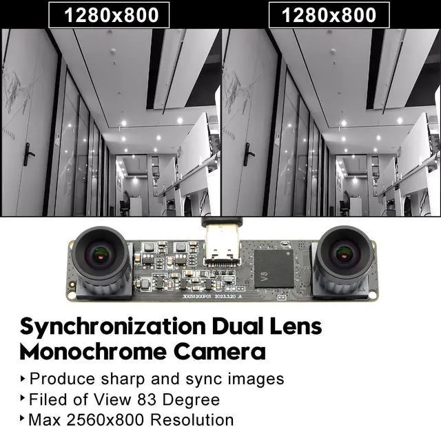 Alt view image 2 of 5 - SVPRO 210fps Monochrome Global Shutter USB Camera Module - Dual Lens Synchronization - Black/White - 800P - Lightburn - OmniVision OV9281