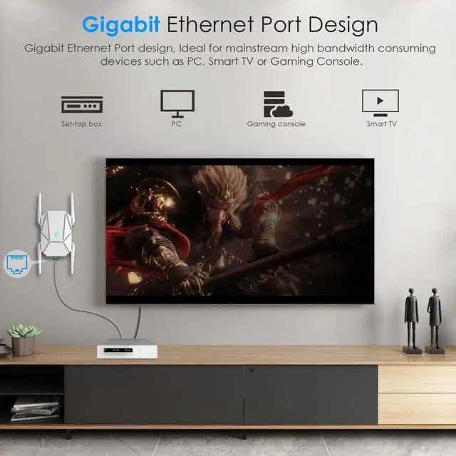 Alt view image 4 of 5 - 2025 AX1800 WiFi 6 Extender Signal Booster - Dual Band 2.4G/600Mbps & 5.8G/1200Mbps, WiFi Extender with Gigabit Port, 802.11AX Tech, 12999 Sq.Ft Long Range WiFi Repeater, Connects 100+ Devices