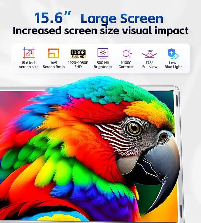 Alt view image 2 of 5 - FOPO 15.6 Triple Laptop Screen Extender, Left Screen 360deg Rotation Laptop Monitor Extender, Plug and Play Triple Monitor for 13-17" Laptops with USB-C/HDMI, for Windows/Mac(M1/M2/M3) Pro/Max - S10