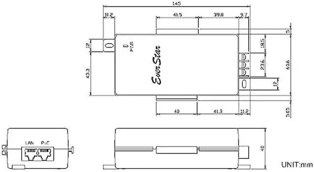 Alt view image 5 of 5 - EverStar iPoE-17W48DW-af 100Mbps | 9-36V DC in | 48V/0.35A DC PoE Out | 17W | 802.3af Mode B Solar PoE Injector | Black