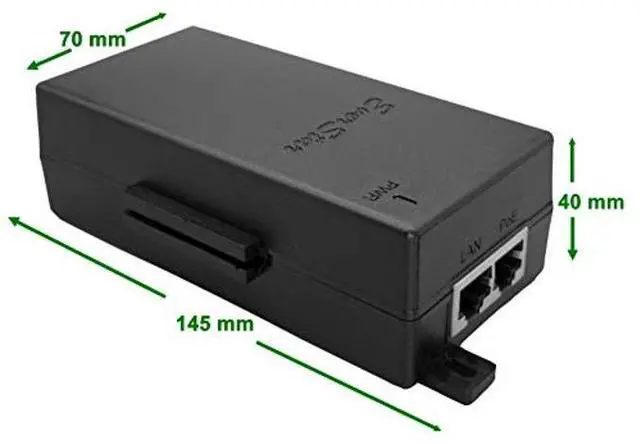 Alt view image 4 of 5 - EverStar iPoE-17W48DW-af 100Mbps | 9-36V DC in | 48V/0.35A DC PoE Out | 17W | 802.3af Mode B Solar PoE Injector | Black