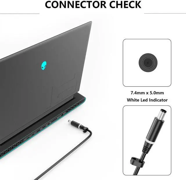 Alt view image 2 of 5 - 180W 9.23A 19.5V LA180PM210 AC Charger [GaN Tech] for Dell G7 15 17 7588 7590 7790 G5 15 5515 5587 5590 G3 15 3579 17 3779 HA180PM210 DA180PM210 10KFT TXR1N D6JHG Laptop Power Supply Adapter Cord