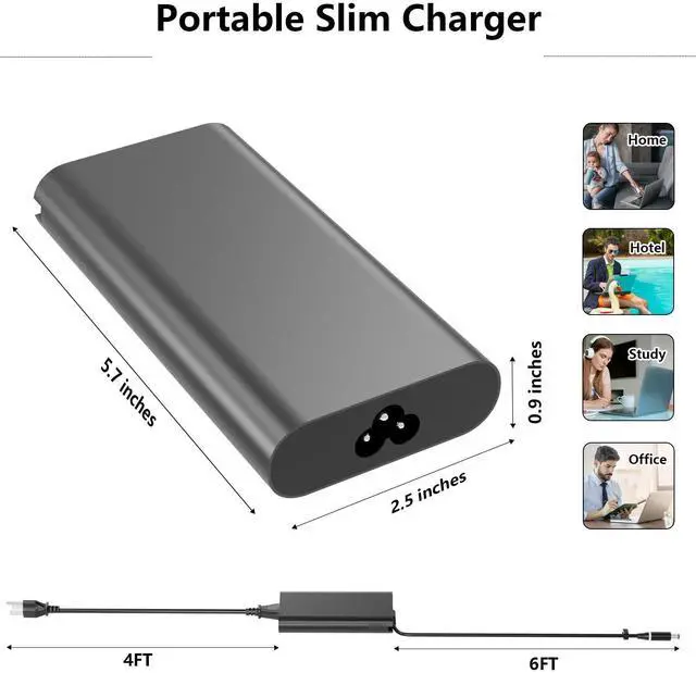 Alt view image 3 of 5 - 180W 9.23A 19.5V LA180PM210 AC Charger [GaN Tech] for Dell G7 15 17 7588 7590 7790 G5 15 5515 5587 5590 G3 15 3579 17 3779 HA180PM210 DA180PM210 10KFT TXR1N D6JHG Laptop Power Supply Adapter Cord