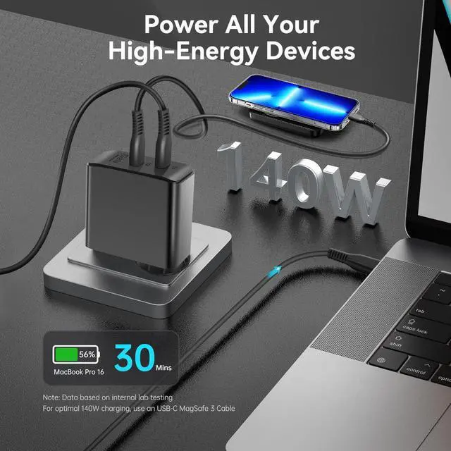 Alt view image 4 of 5 - 140W USB C Charger, TAIFU PD3.1 Mini GaN 28V 5A Travel Power Adapter for Eero PoE Gateway c410011 HP OMEN Transcend 14 Spectre x360 16" Msi Prestige 14 16 Laptop Wall Charger - US, UK, EU, AU Plugs