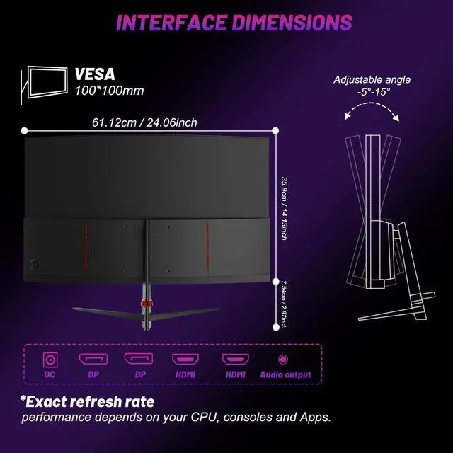 Alt view image 5 of 5 - LXZ Curved Gaming Monitor 27 Inch PC Monitor 180hz, Full HD 1080P Frameless 1800R Gaming Display with FreeSync & Eye-Care Technology, DP, HDMI Port - Black
