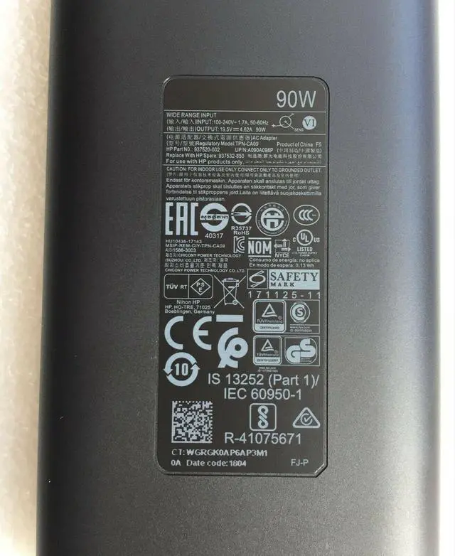 Alt view image 3 of 4 - New 90W TPN-CA09 (937520-002) 90 Watt 19.5V 4.62A AC/DC Adapter&Cord for HP Laptop