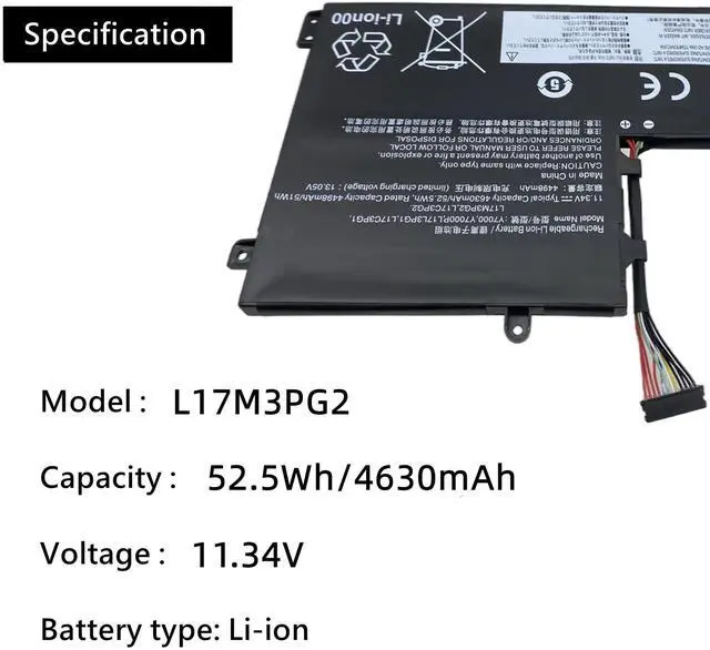 Alt view image 2 of 5 - Uniwings L17M3PG2 Laptop Battery Replacement for Lenovo Legion Y530-15ICH Y545-PG0 Y540-17IRH Y540-15IRH Y7000P Y7000 Y7000-2019-PG Series L17C3PG1 L17L3PG1 L17C3PG2