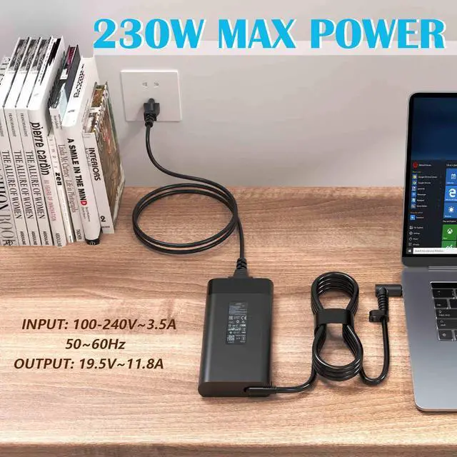Alt view image 4 of 5 - 230W 11.8A 19.5V AC Charger for TPN-Q265 TPN-LA10 HP ZBook Fury 16 G9 HP OMEN 15 16 17 16-b1797nr 16-b1085nr 16-b0005dx 16-b0013dx 16-c0002dx 15-en1013dx 15-ek1013dx Laptop Power Supply Adapter