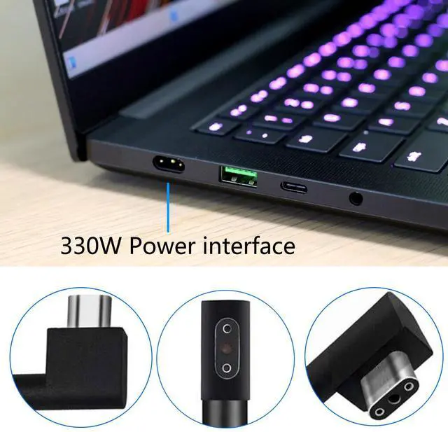 Alt view image 3 of 5 - 330W Portable AC Adapter 19.5V 16.92A Replacement RC30-0484 Compatible with Razer Blade 16 18 i9-13980HX RTX4090 13950HX RTX4080 Laptop Charger