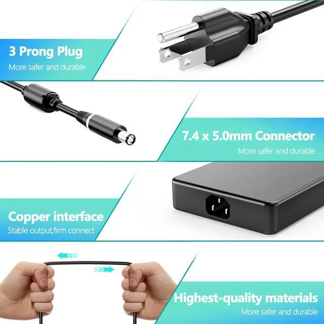 Alt view image 2 of 5 - HNHTKJ 240W Charger Fit for Dell Alienware M15 17 15 R3 R4 R5 R2 13 M17 X51 M17X M18X G5 G7, Precision 7710 7540 M6400 M6500 M6700 M6800 J211H GA240PE1-00 AC Adapter Power Cord