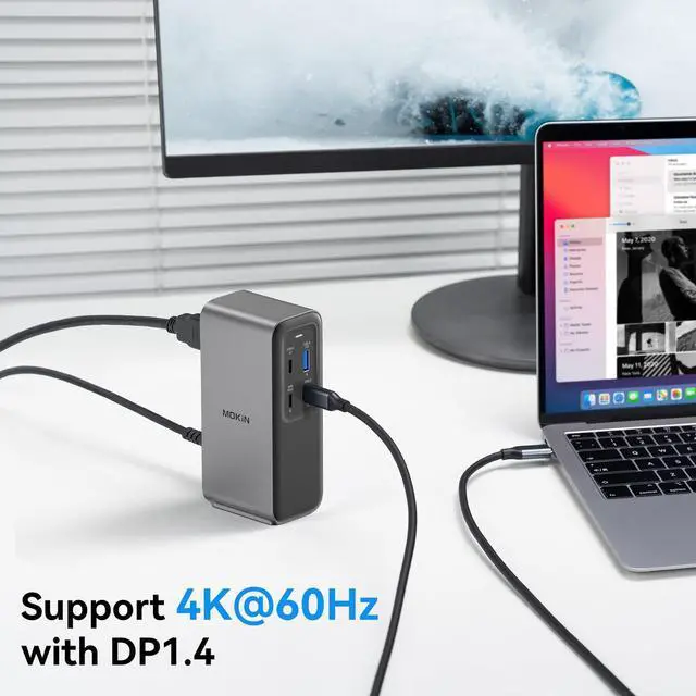 Alt view image 5 of 5 - 100W GaN Charger USB-C Docking Station, 4K HDMI, 10 Gbps Fast Data Transfers, Gigabit Ethernet Port, USB C Dock for MacBook Pro, Dell, iPhone 16/15, iPad, Laptop and More