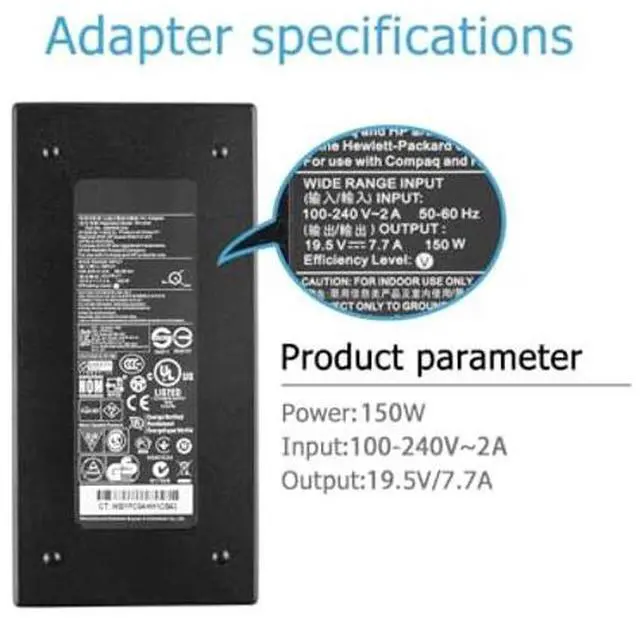 Alt view image 4 of 5 - 19.5V 7.7A 150W AC Charger Adapter for HP 901981-002 Al192aa#abb Pa-1151-03hs-rohs U150A01CH 901981-003 Docking Station Hstnn-I09x Kp080aa Kp080aa#aba Kp080aa#abb KQ751aa
