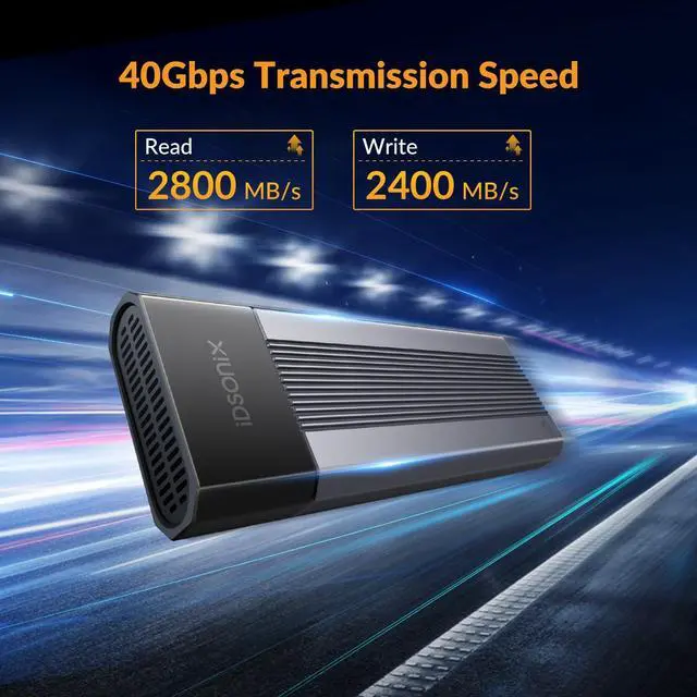 Alt view image 2 of 5 - iDsonix 40Gbps M.2 NVMe SSD Enclosure for Thunderbolt 3/4 with Fan, Tool-Free Installation, Aluminium USB4 NVMe SSD Enclosure for MacBook Air/Por M1/M2, Mac Studio/Mini, Lenovo, HP, Acer