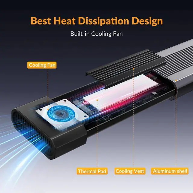 Alt view image 3 of 5 - iDsonix 40Gbps M.2 NVMe SSD Enclosure for Thunderbolt 3/4 with Fan, Tool-Free Installation, Aluminium USB4 NVMe SSD Enclosure for MacBook Air/Por M1/M2, Mac Studio/Mini, Lenovo, HP, Acer