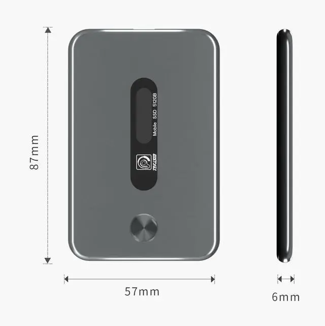 Alt view image 4 of 5 - TEKISM Portable SSD 512GB External Solid State Drive - USB Type-C, USB 3.1, speeds up to 520MB/s, Metallic, Super Thin and Light, for Mac PC and iPad, with Display