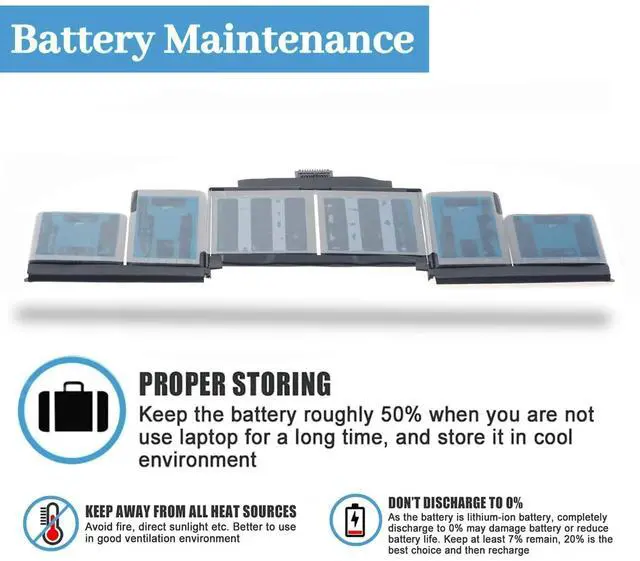 Alt view image 5 of 5 - A1618 Battery Replacement Compatible with Apple MacBook Pro 15-inch A1398 (Mid 2015, EMC 2909 2910), 11.36V 99.5Wh Li-ion
